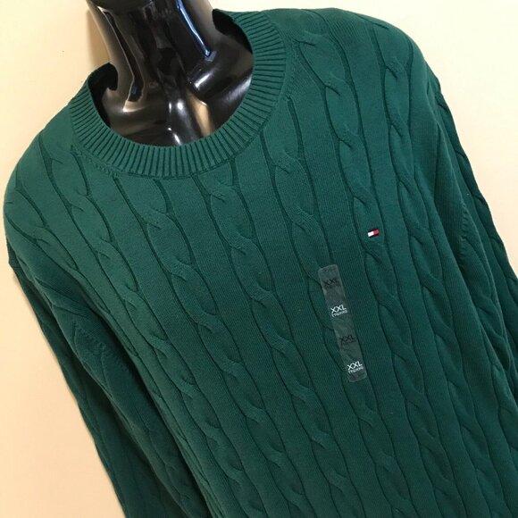 Men's Tommy Hilfiger Flag Logo Cable Knit Sweater-Size 2XL - Picture 7 of 15